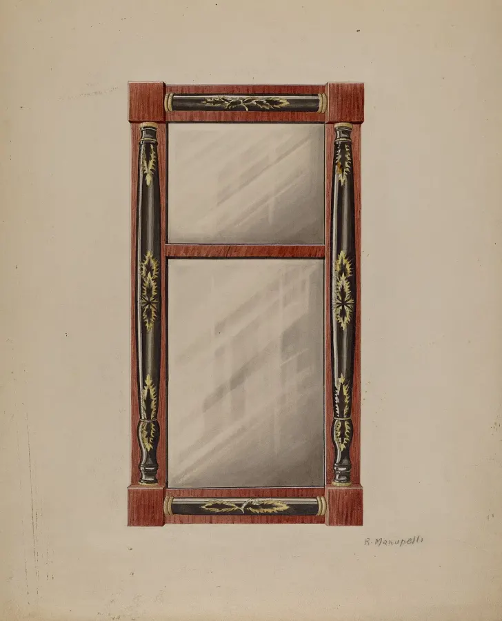 Tall wooden-frame wall mirror, photo 1