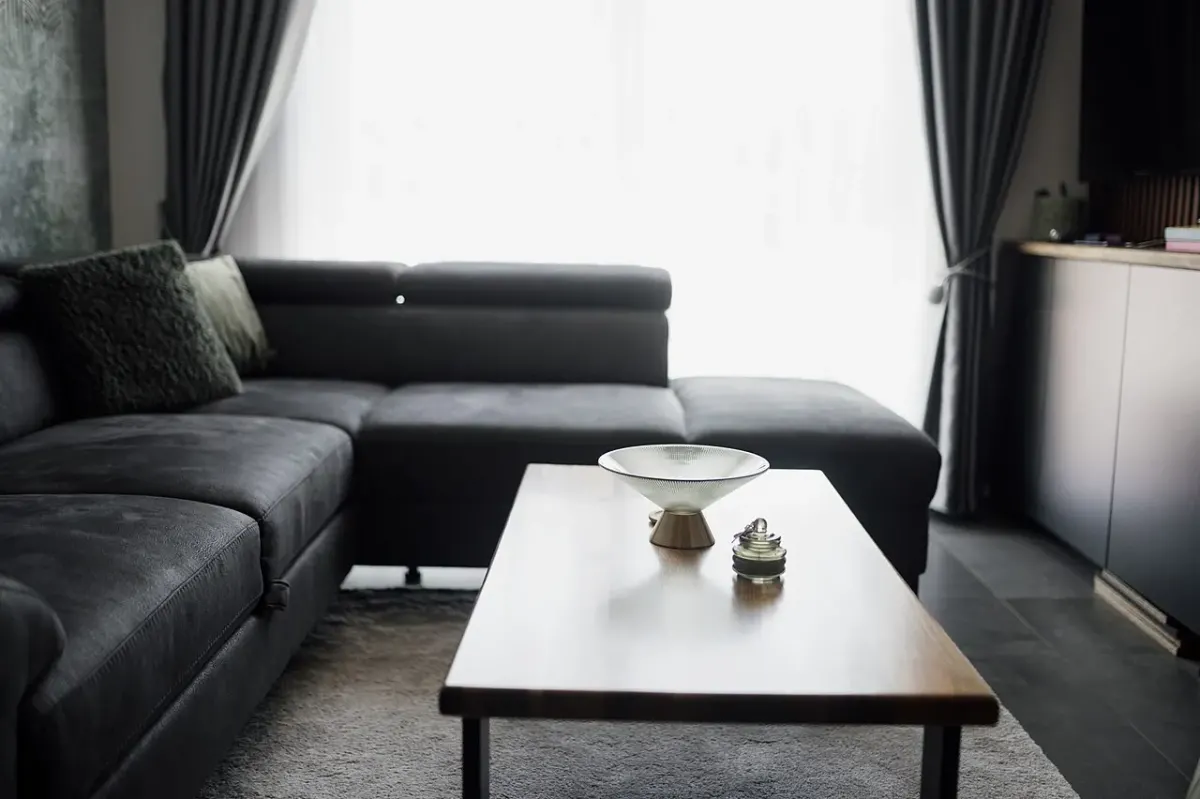 L-shaped sectional sofa, dark grey, photo 1