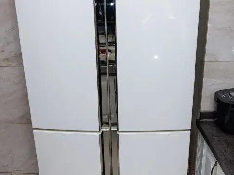 Double-door fridge, silver